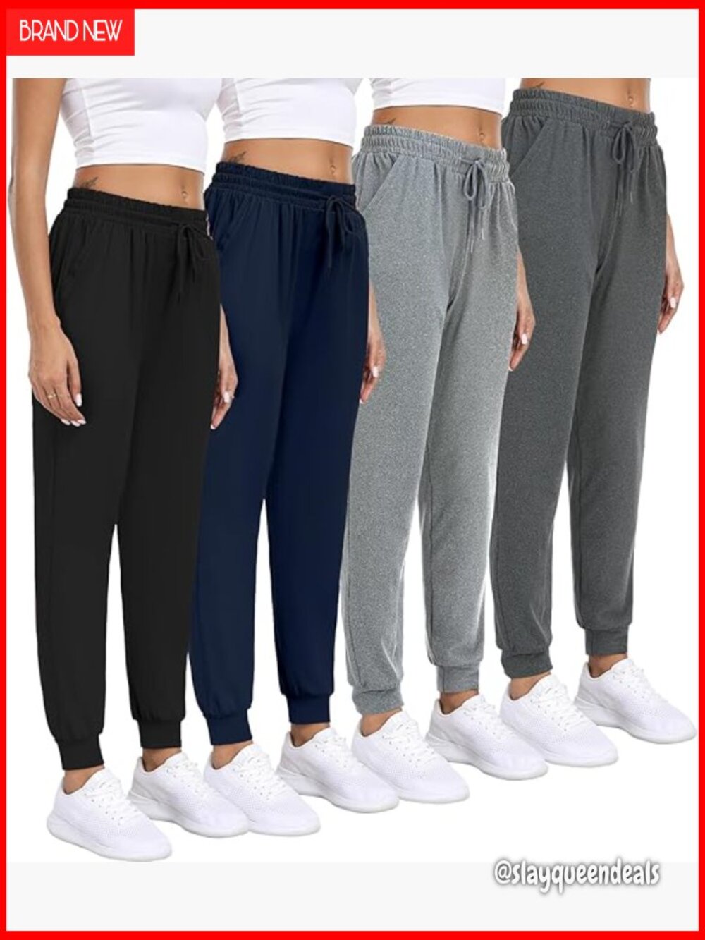 4pk Women Joggers With Pockets Lightweight Sweatpants Lounge Yoga Pants